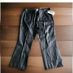 Nwt Veranesi Womens Genuine  Vintage  Black Leather Pants Size 24